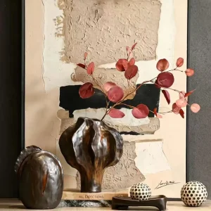 Wabi-sabi style retro ceramic art vase, decorative piece for living room, desktop, guesthouse, entryway, dried flower vase, creative decoration.