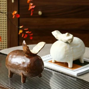 Modern abstract retro-style colored glaze ceramic creative small ornaments for home living room fun and high-end children's room wine cabinet decoration.