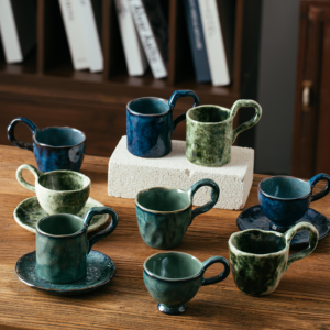 Kiln Faded Blue-Green Glaze Handmade Ceramic Mug Collection