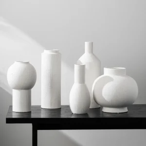 White sand vase